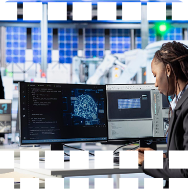 AI researcher working with advanced AI visualizations and data