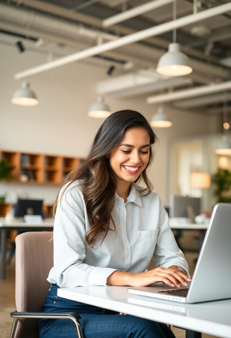 Happy professional working in modern office environment